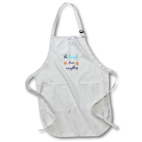 Apron - Image of the words the beach fixes everything with picture of starfish 3dRose-Sutandre-Summer