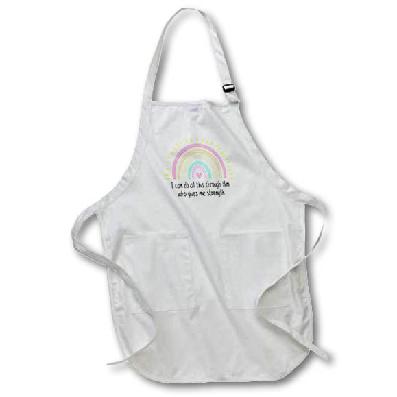 Apron - I can do all this through Him who gives me Strength - Christian Quote Boho Rainbow