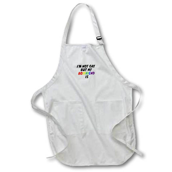 Apron - Image of the words Im not gay but my boyfriend is 3dRose-Sutandre- Pride quotes