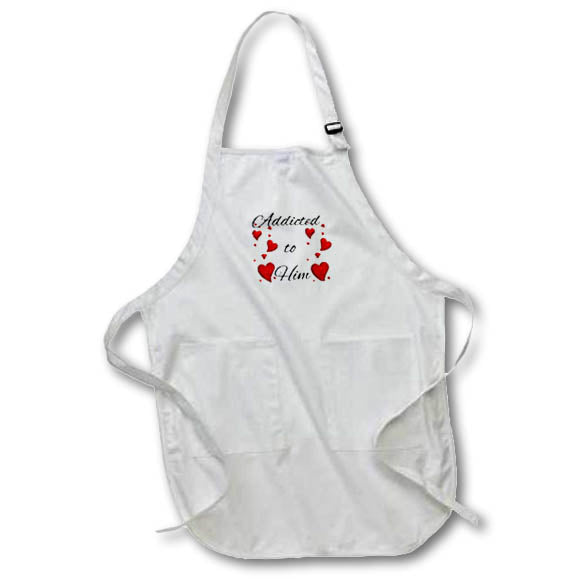 Apron - Image of hearts with a text Addicted to Him s Couple Design Collection