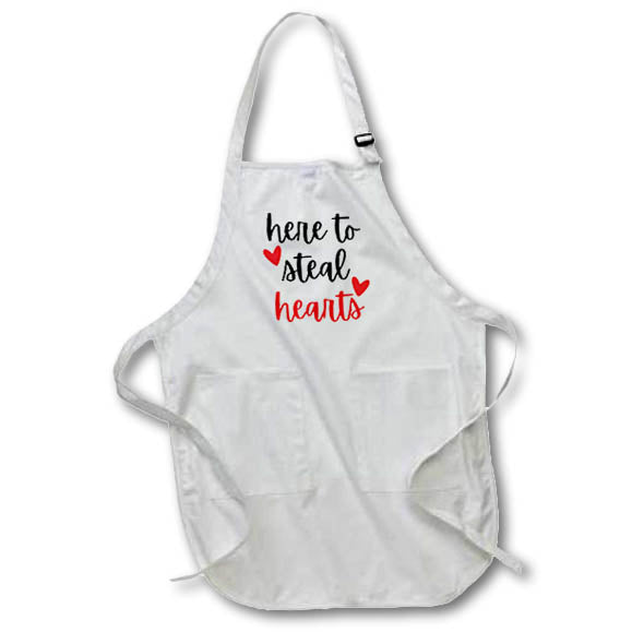 Apron - Here To Steal Hearts Valentine Anniversary Gift For Wife Husband Girlfriend Boyfriend 3dRose - Rosette - Lovers Gifts