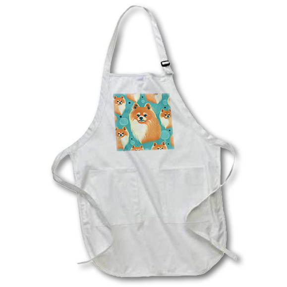 Apron - Mid-century modern meets playful Pomeranian whimsy Craftsman Studios - Mid-Century Modern