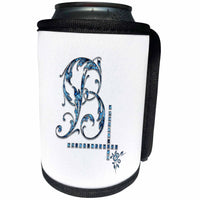 3dRose Alexis Design - Monogram Image of blue gem - Image of blue gemstone impressive monogram. Stylish initial B - Can Cooler Bottle Wrap (cc_301176)