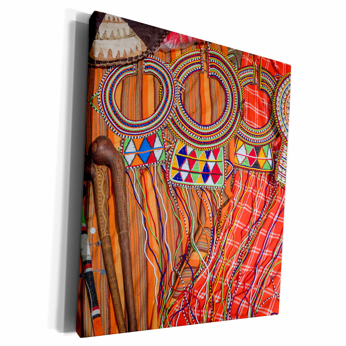 3dRose Africa, Kenya, Mara Ashnil. Masai tribal jewelry and... - Museum Grade Canvas Wrap (cw_276458)