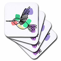 3dRose Cool Funny Ruby-Throated Hummingbird Bird Abstract Line Art Cartoon - Coasters (cst-369344)