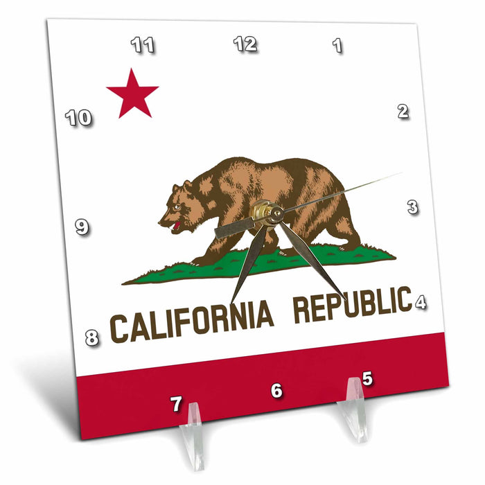 Desk Clock - Flag of California Republic - US American state - United States of America - The Bear Flag white red Flags