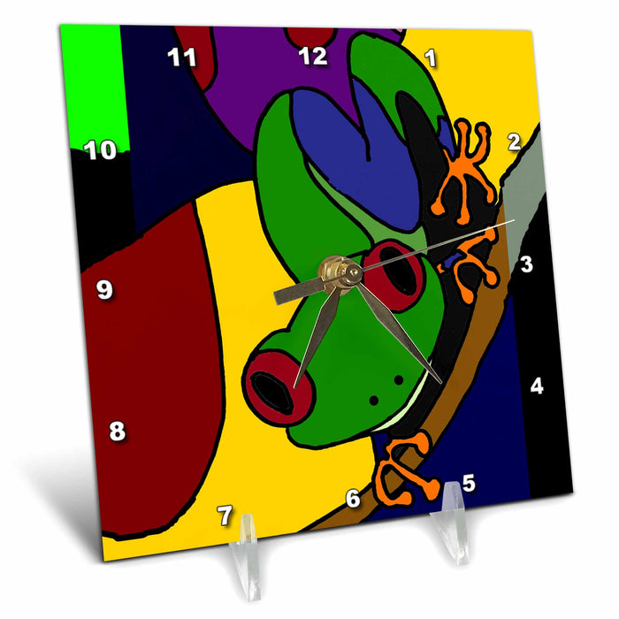 Desk Clock - Funny Tree Frog Art Reptiles and Amphibians