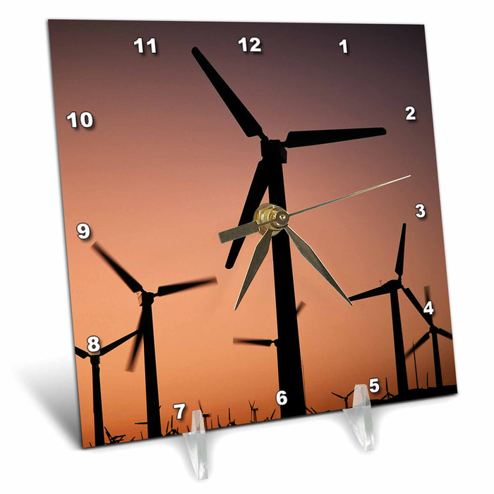 Desk Clock - USA, California, Palm Springs, wind turbines at sunset Energy