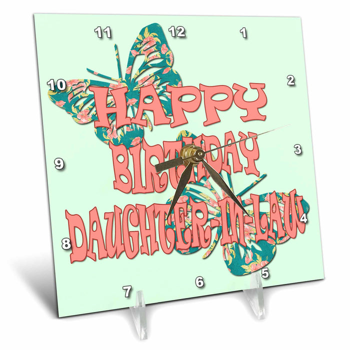 Desk Clock - Happy Birthday Daughter in law. Butterflies. Birthday Quotes