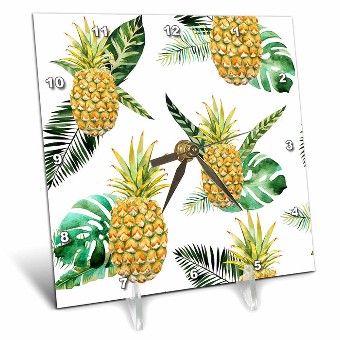 Desk Clock - Tropical Pineapple Pattern Patterns