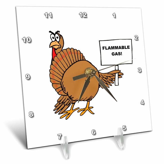 Desk Clock - Funny Turkey Joke Flammable Gas Thanksgiving Humor Silly Turkey TDSwhite – Thanksgiving