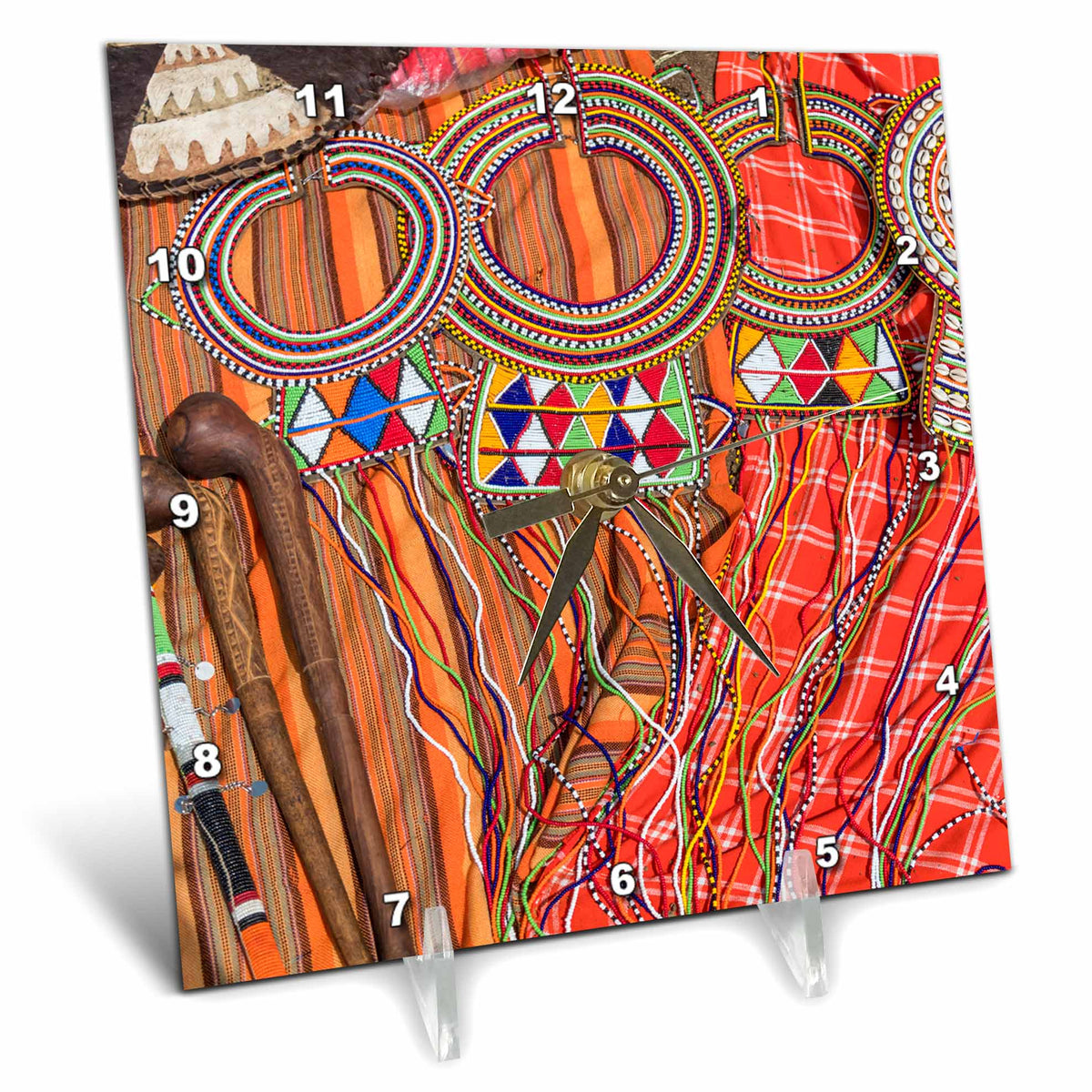 3dRose Danita Delimont - Jewelry - Africa, Kenya, Mara Ashnil. Masai Tribal Jewelry and Ornamentation. - Desk Clocks