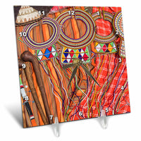3dRose Danita Delimont - Jewelry - Africa, Kenya, Mara Ashnil. Masai Tribal Jewelry and Ornamentation. - Desk Clocks