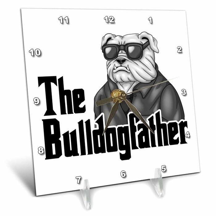 Desk Clock - The Bulldogfather Cool American Bulldog Illustration CR Media - Illustrations