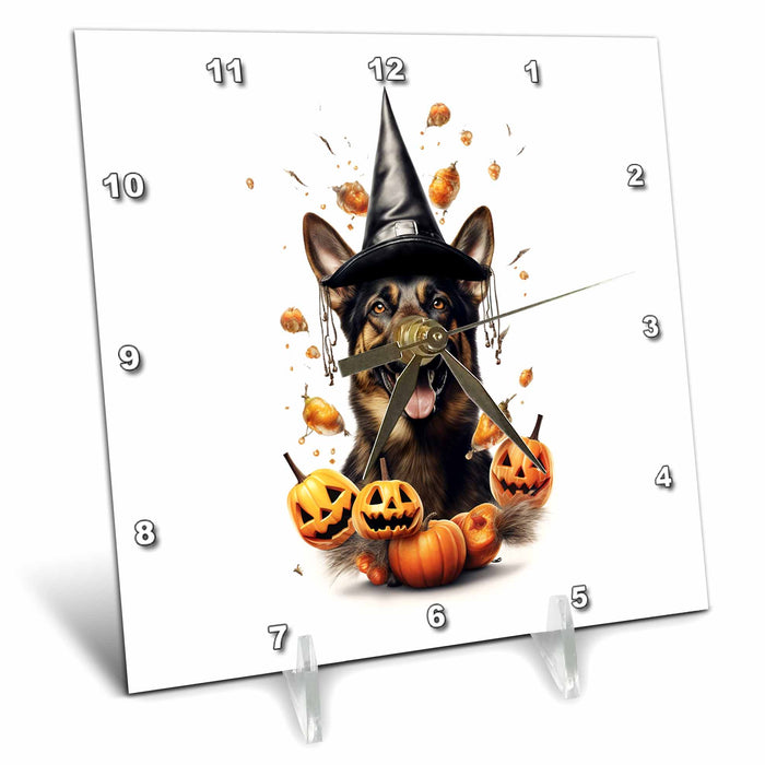 Desk Clock - Halloween German Shepherd dressed as a magic wizard CR Media - Illustrations