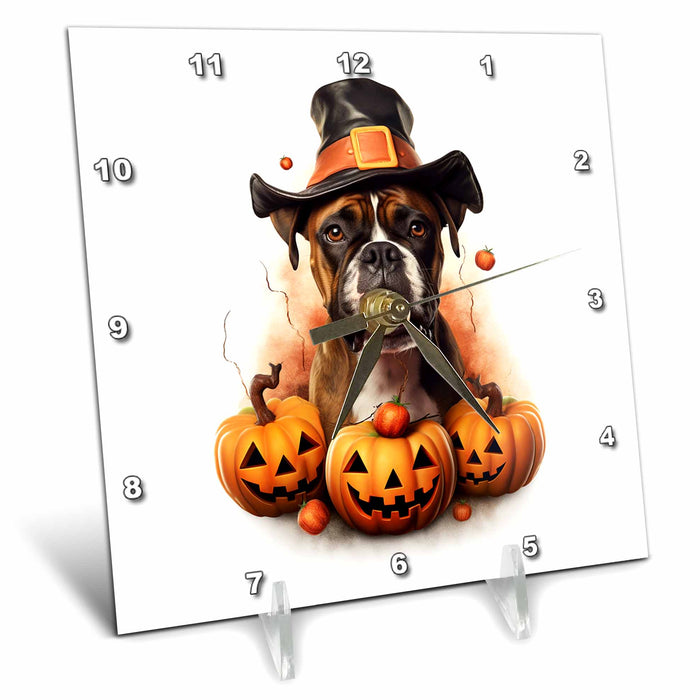 Desk Clock - Halloween Boxer dog dressed as a magic wizard CR Media - Illustrations