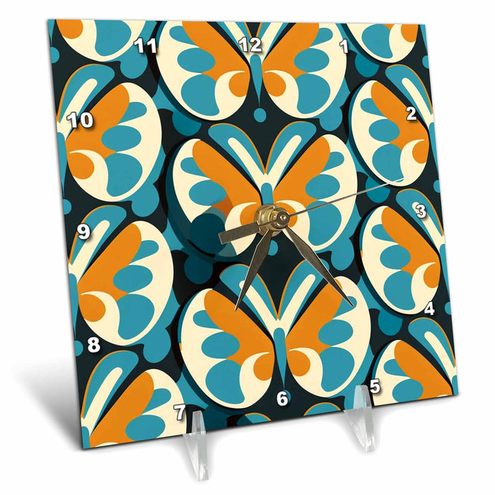 Desk Clock - Mid-Century Modern Butterfly Pattern Craftsman Studios - Mid-Century Modern