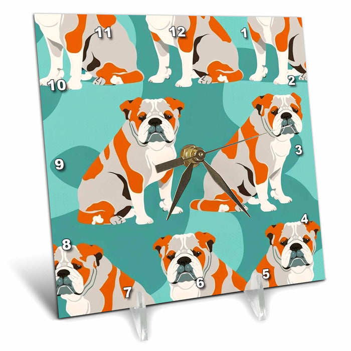 Desk Clock - Mid-century charm meets English Bulldog whimsy Craftsman Studios - Mid-Century Modern