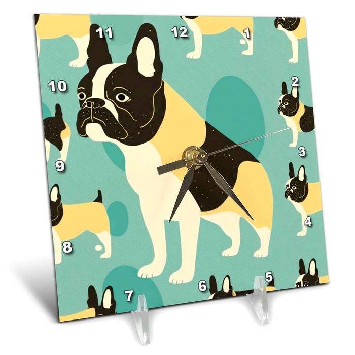 Desk Clock - Mid-century charm meets French Bulldog whimsy Craftsman Studios - Mid-Century Modern