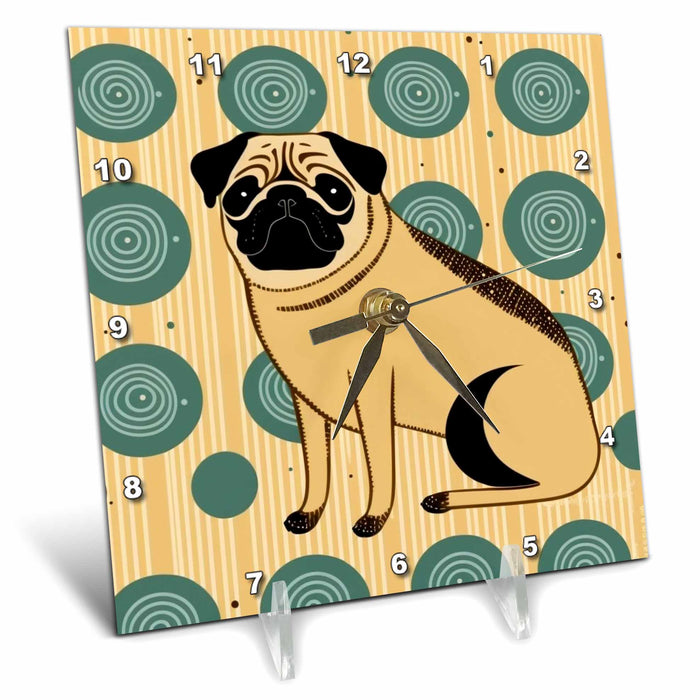 Desk Clock - Pugs lounge in a scene of mid-century modern design Craftsman Studios - Mid-Century Modern