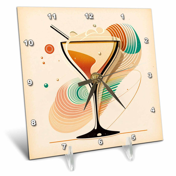 Desk Clock - Mid-century modern lines frame this martini artwork Craftsman Studios - Mid-Century Modern