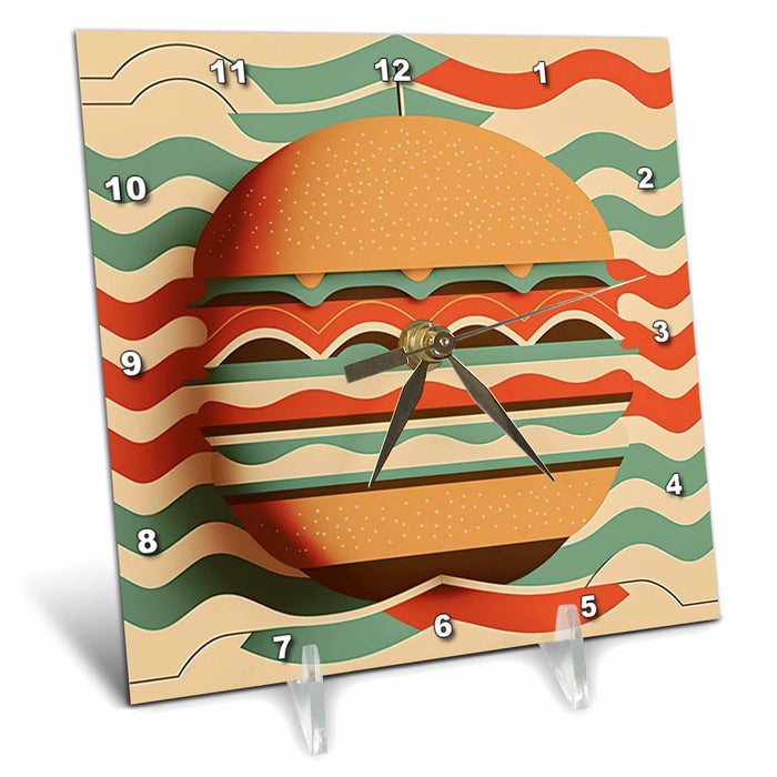 Desk Clock - A hamburger finds its place in this mid-century tableau Craftsman Studios - Mid-Century Modern