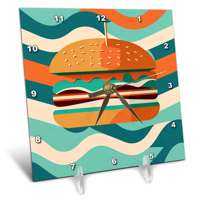 Desk Clock - Mid-century elegance is tasted in this hamburger illustration Craftsman Studios - Mid-Century Modern