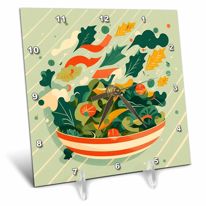 Desk Clock - This salad illustration revels in mid-century charm Craftsman Studios - Mid-Century Modern