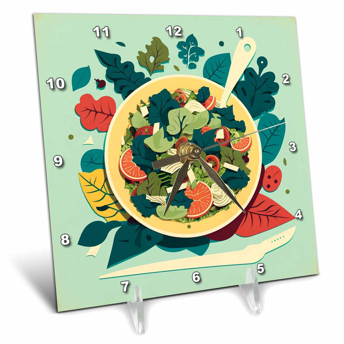 Desk Clock - Culinary creativity shines in mid-century modern salad design Craftsman Studios - Mid-Century Modern