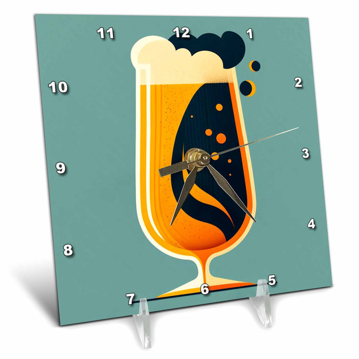 Desk Clock - Mid-century beer scene in pastel hues Craftsman Studios - Mid-Century Modern