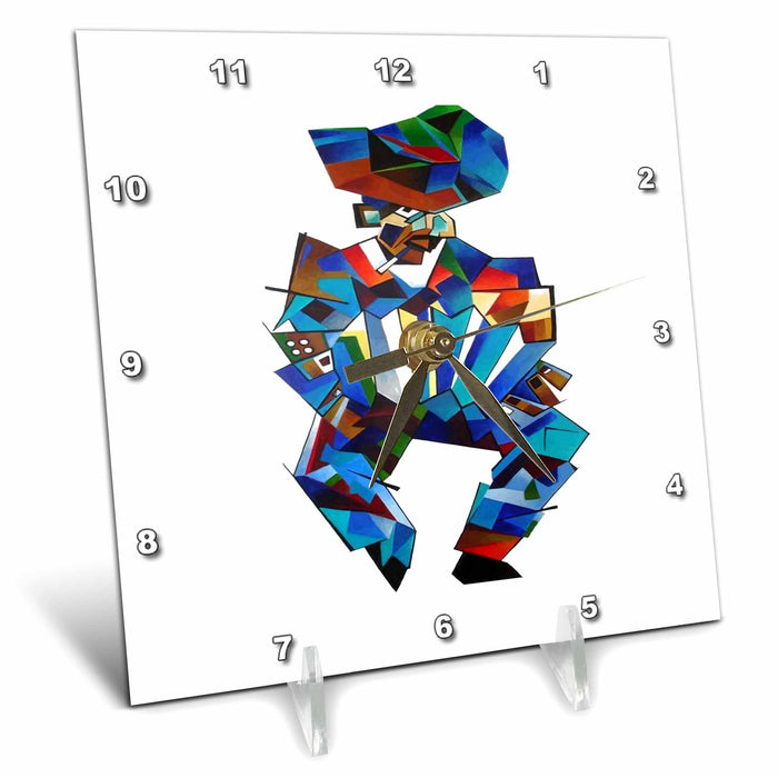 Desk Clock - Accordion Player Isolated Geometric Abstract Style Art Vector Art - Accordion Player