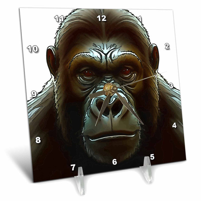 Desk Clock - Ape Mountain Gorilla Fun Face Cut Out Vector Art - Ape Mountain Gorilla