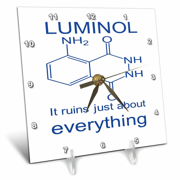 Desk Clock - A Striking Glow - Luminol It Ruins Just About Everything Quote - Funny Forensic