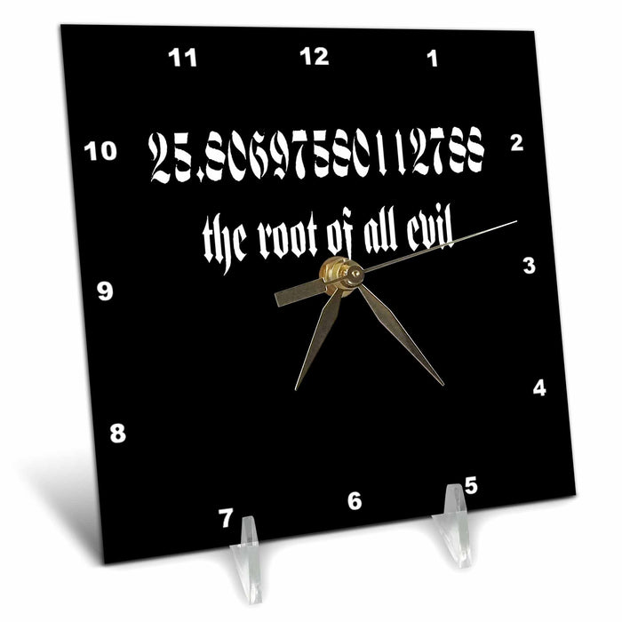 Desk Clock - The Root Of All Evil Math Geek Humor Vector Art - Math Humor