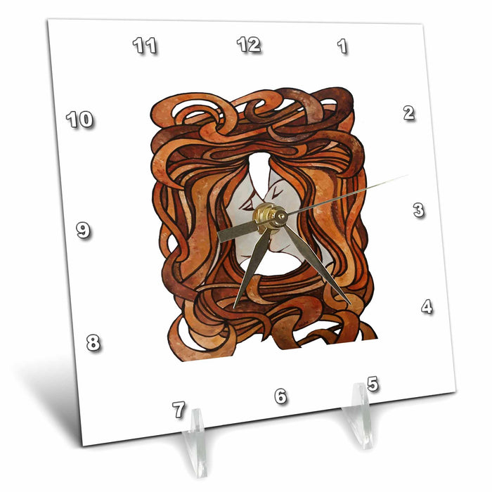 Desk Clock - Lesbian Kiss Art Nouveau Style Vector Art Vector Art - Romantic Lesbian Couple