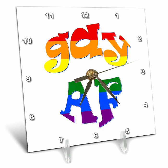 Desk Clock - Gay AF Out Of The Closet Coming Out Quote LGBTQIA Quote - LGBTQIA Coming Out