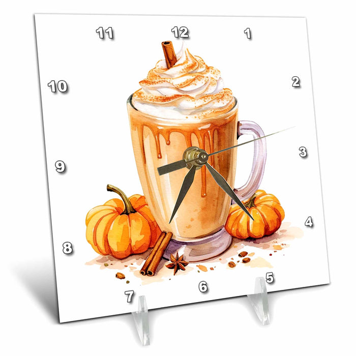 Desk Clock - Pumpkin Spice Latte Illustration Illustrations