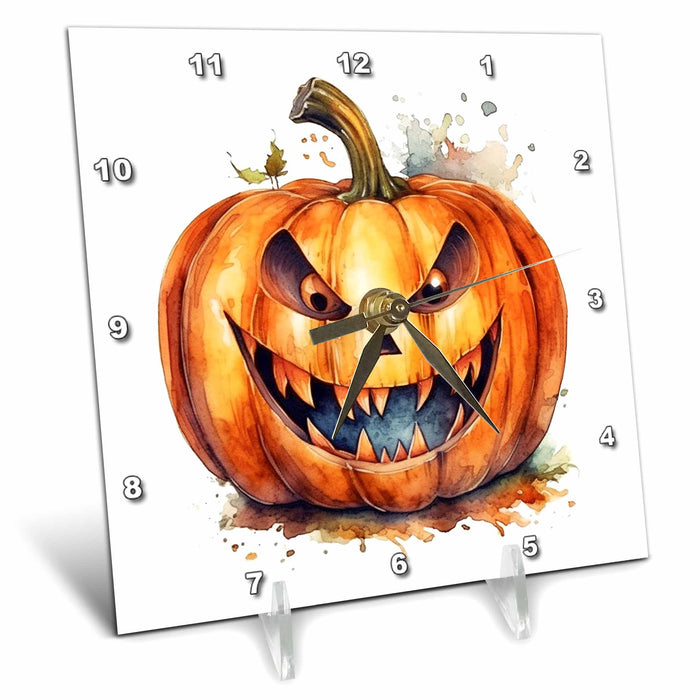 Desk Clock - Halloween Scary Jack O Lantern Illustration Illustrations