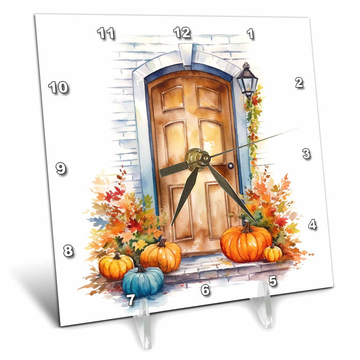 Desk Clock - Fall Front Door Illustration Illustrations