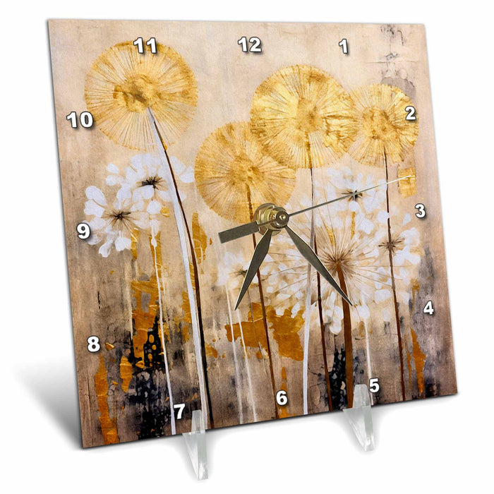 Desk Clock - Pretty Image of Gold and White Dandelion Flower Background Backgrounds - Anne Marie Baugh