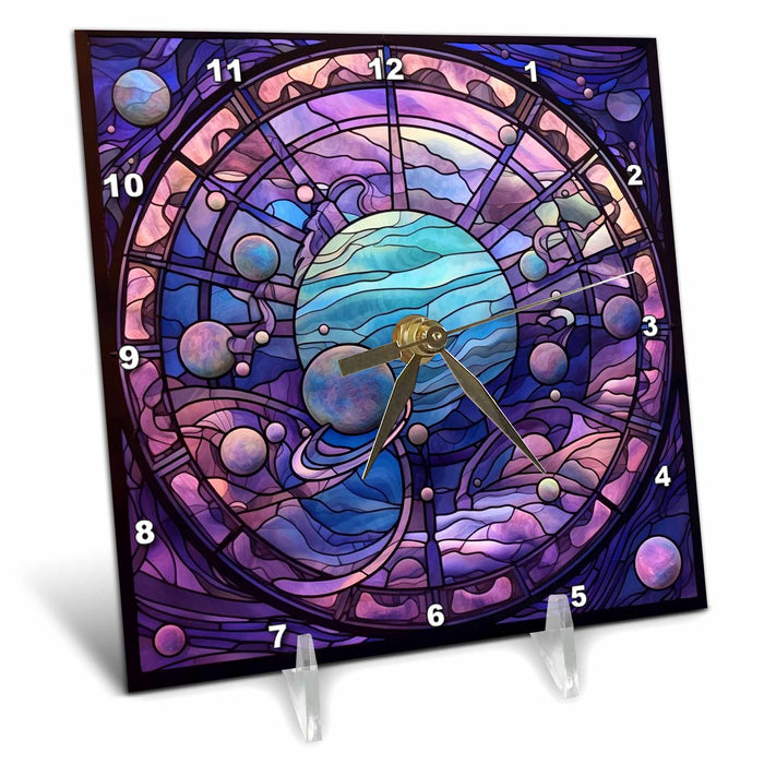 Desk Clock - Celestial Image Of Stained Glass Background Backgrounds - Anne Marie Baugh