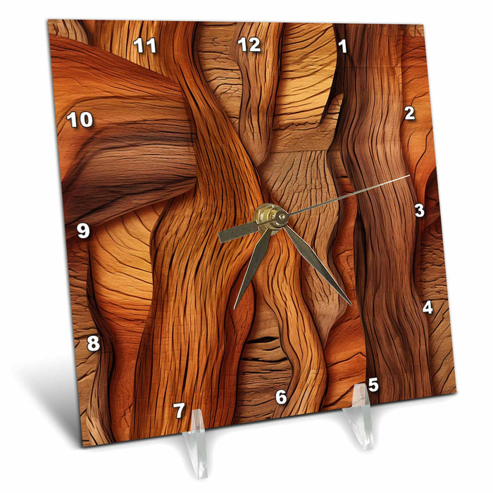 Desk Clock - Twisty Image Of Wood Background Backgrounds - Anne Marie Baugh