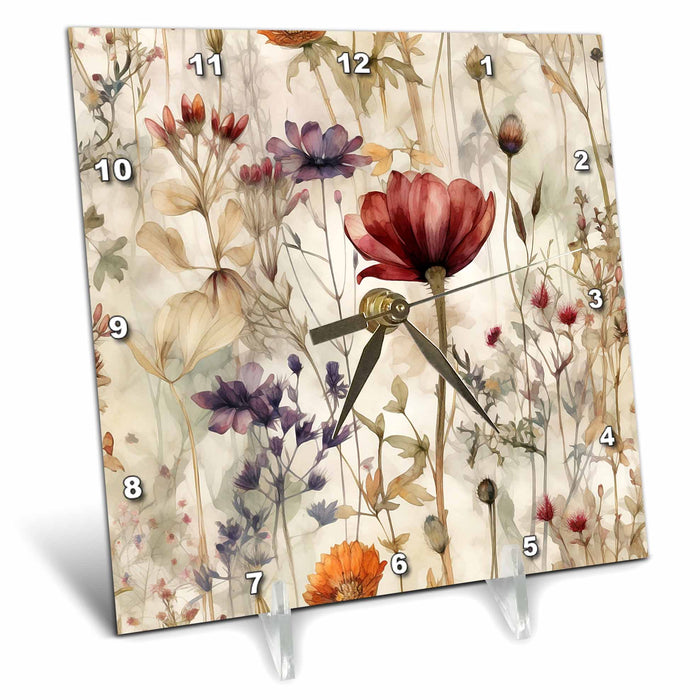 Desk Clock - Pretty Wildflower Background Backgrounds - Anne Marie Baugh