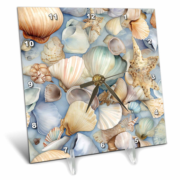 Desk Clock - Pretty Pastel Seashell Background Backgrounds - Anne Marie Baugh