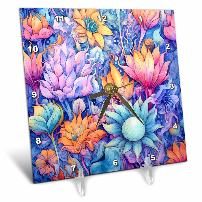 Desk Clock - Pastel Fantasy Floral Background Backgrounds - Anne Marie Baugh