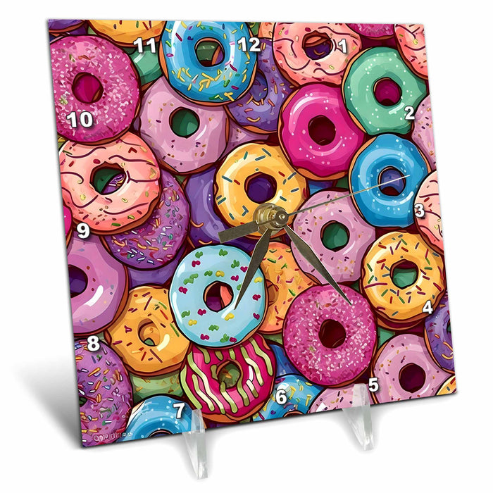 Desk Clock - Colorful Donut Background Backgrounds - Anne Marie Baugh