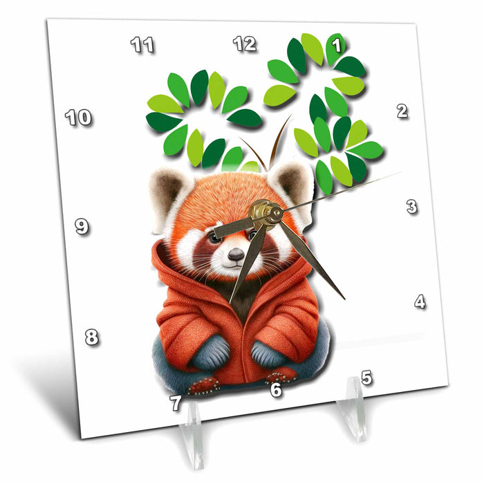 Desk Clock - Adorable Panda with winter coat Adorable Animals