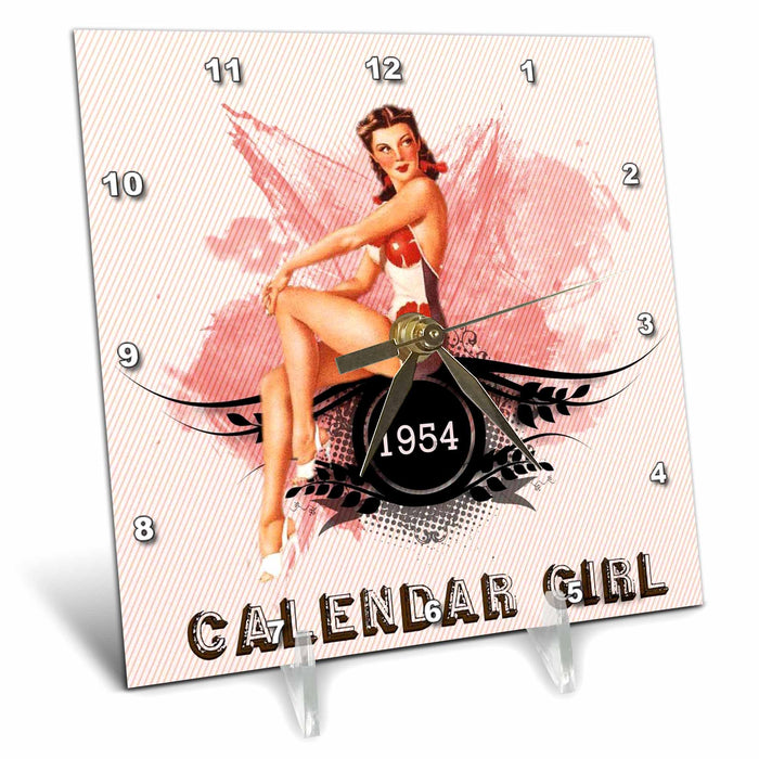 Desk Clock - Calendar Girl from the Forties Pinups