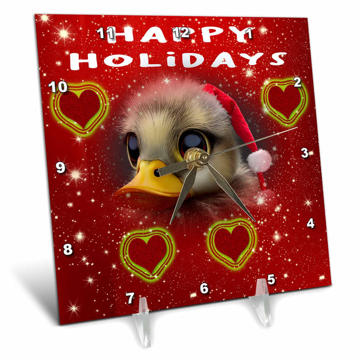 Desk Clock - Christmas Duck and Happy Holiday Greetings Christmas