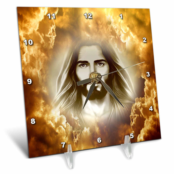 Desk Clock - Jesus Christ in spiritual background Religious